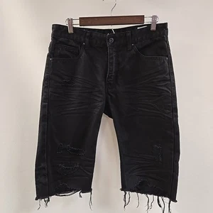 Smoke Rise Jean Shorts Men 34 13" Frayed Distressed Moto Cotton Streetwear - Picture 1 of 13