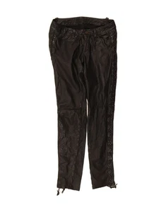 ALL SAINTS Womens Leather Casual Trousers W26 L30 Black Leather CR93 - Picture 1 of 4