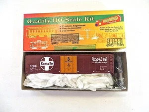 HO Roundhouse 12503 Santa Fe 50' Plug Door Boxcar Kit Brown Yellow Door Low Ship - Picture 1 of 3