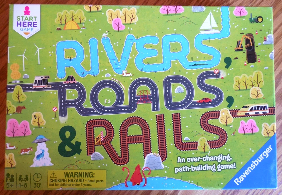 EUC  2019 Ravensburger "Rivers, Roads & Rails" Game for 1-8 Players  Ages 5+ - Image 1 of 4