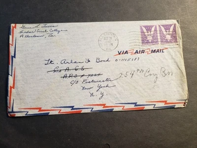 APO 7224 WWII 1943 Army Cover 254th ENGINEERING Bn Officer's Mail - Image 1 of 2