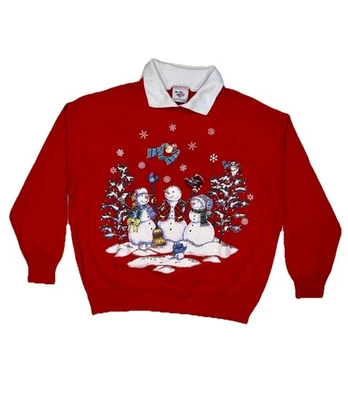 Suéter Cascanueces Vintage Mujer Mediano Muñeco de Nieve Navidad Pullover EE. UU. 90s Foto 1 de 4