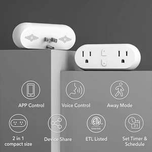 Enchufe Doble Inteligente De 15A WiFi Bluetooth Control Remoto Con Temporizador - Picture 1 of 3