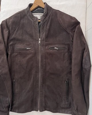 Vera Pelle Gamuza Cuero Marrón Motociclista Chaqueta Para Mujer Grande Cremallera Completa Foto 1 de 4