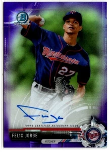 2017 Bowman Chrome Baseball lila Felix Jorge ROOKIE AUTO TWINS 9/250 - Bild 1 von 1