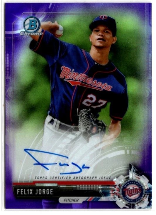 2017 Bowman Chrome Baseball Purple Felix Jorge ROOKIE AUTO TWINS 9/250 - Image 1 of 1