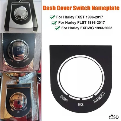 Placa de identificación del interruptor de la cubierta del tablero para Harley Dyna Wide Glide Softail Deluxe FLSTN FXST Foto 1 de 4