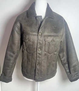 Abercrombie & Fitch Relaxed Vegan Suede Sherpa Lined Aviator Jacket Mens Size XS - Picture 1 of 11