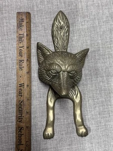 Llamador de puerta de latón con forma de cabeza de zorro dorado para decoración del hogar - Imagen 1 de 7