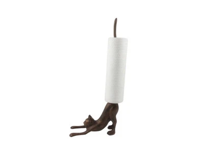 Rustic Copper Cast Iron Yoga Cat Kitchen Paper Towel Holder 19" - Image 1 of 4