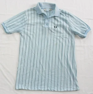 vtg 80s FRED PERRY Polo Shirt Striped Men's SMALL S M Light Blue Short Sleeve - Picture 1 of 8