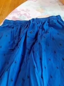 Polo Ralph Lauren Pants Pajama Sleepwear Pony Print Loungewear Mens L Blue - Picture 1 of 5