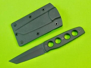 Vintage German Boker Solingen Bud Nealy Tanto Black g40 Blade Knife w/ Scabbard - Picture 1 of 20