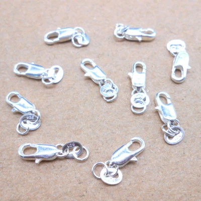 10PCS DIY Wholesale Jewelry Findings 925 Sterling Silver Lobster Clasps Hallmark