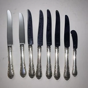 Lunt Victorian Sterling Silver Butter Knife Flatware x8 Silverware Cutlery 505g - Picture 1 of 14