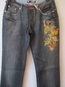 9.8 JEANSWEAR DENIM NERI FLOREALI E FARFALLA IMPREZIOSITI TAGLIA 5 - NUOVI CON ETICHETTE - Foto 1 di 7