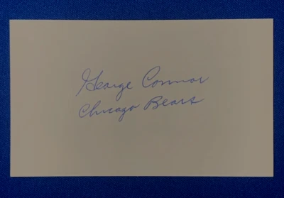 GEORGE CONNER HOF SIGNED 3x5 INDEX CARD CHICAGO BEARS PSA DNA - Image 1 of 3