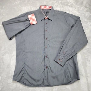 Jared Lang Shirt Mens XXL Gray Solid Long Sleeve Button Up Flip Cuff - Picture 1 of 12