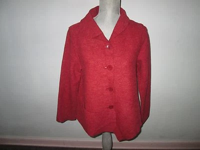 New OSKA Coral/Rust Boiled Wool Asymmetric Top-Seam Button-Up Jacket Topper 0 - Image 1 of 4