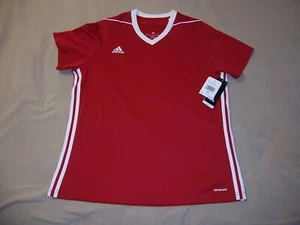 RED & WHITE youth XL ADIDAS ClimaCool short sleeved athletic shirt NWT - Picture 1 of 4