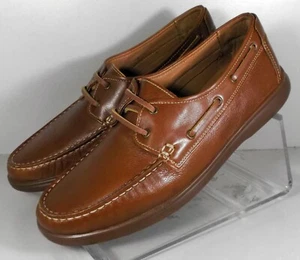 259260 SP50 BRANNON MEN'S SHOES SIZE 9 M TAN LEATHER BOAT SHOES JOHNSTON MURPHY - Picture 1 of 5