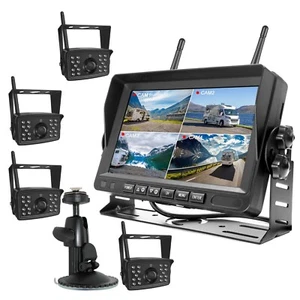 Digital Wireless 7" DVR Monitor 4x Backup Camera Reversing 12-24v For Rv Caravan - Picture 1 of 24