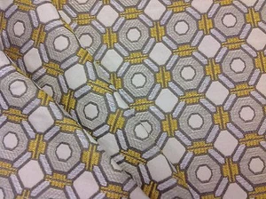Duralee Geometric Tiled Upholstery Fabric- Bulgari Buttercup 3.75 yd 15385-610 - Picture 1 of 3