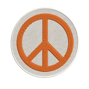 PEACE SIGN iron-on patch WOODSTOCK SUMMER LOVE orange EMBROIDERED APPLIQUE - Picture 1 of 11