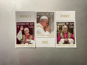2025 Vatikan Briefmarken Beginn Pontifikat Papst Leo XIV. 1,25 1,30 und 2,45 - Bild 1 von 2