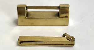 Chinese Brass Padlock w/ Key ~ 1-7/8" Drawer Cabinet Lock - Picture 1 of 7