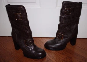 Botas de cuero con hebilla marrón Tory Burch Jaden $575 para mujer talla 6 - Imagen 1 de 4