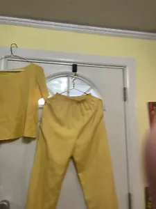 Vintage Capriccio Pants Suit Top Bottom Yellow Size 10 1980s? - Picture 1 of 9