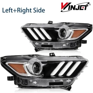 Headlights Pair For 2015 2016 2017 Ford Mustang HID/Xenon W/LED DRL LH+RH 15-17 - Picture 1 of 12