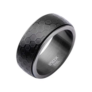 MEN'S INOX GUN METAL 316L STAINLESS STEEL CAR GRILL GRILLE RING SIZE 13 FR14414 - Picture 1 of 5