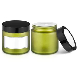 with Black Lids Small Glass Jars for Slime Makeup Cream Lotion - Picture 1 of 5