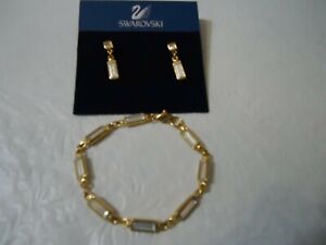 Swarovski Set of Pierced Earrings and Bracelet New