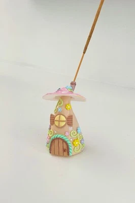 Mini Fairy House Incense Burner – Handmade Whimsical Cottagecore Decor Gift - Image 1 of 4