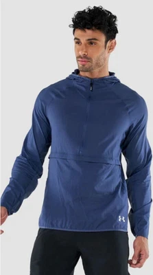 Jaqueta azul masculina Under Armour Run pequena qualificação equipamento frio embalável sem peso - Imagem 1 de 4