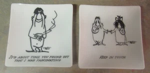 1955 HERB GARDNER NEBBISHES COMIC STRIP MILK GLASS TRAY LOT OF 2 DIFFERENT - Picture 1 of 8