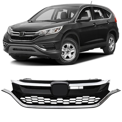 Front Bumper Upper Mesh Grill Grille Chrome For 2015 2016 Honda CRV CR-V Sport - Imagem 1 de 4