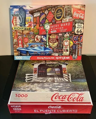 2 Springbok ~ A lo largo de la ruta 66 ~ Rompecabezas de Coca Cola El puente cubierto 1000 piezas Foto 1 de 2