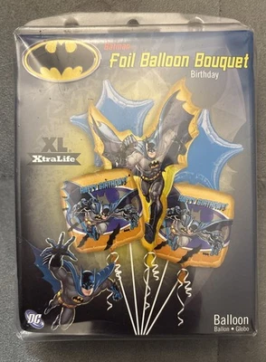 DC Comics Batman Lámina Globo Ramo Cumpleaños 5 Globos Con Cinta NUEVO Foto 1 de 2
