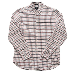 J.Crew Shirt Mens Size M Long Sleeve Flex Oxford Slim Fit Plaid White - Picture 1 of 6