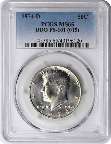 1974-D Kennedy Half Dollar DDO FS-101 MS65 PCGS Cover