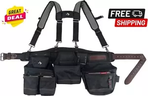 Framers Husky Heavy Duty Work Tool Belt w/ Padded Suspenders, 24 Pockets & More - Picture 1 of 12