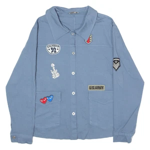 LINDSAY MODA Patches Womens Chore Jacket Blue M - Picture 1 of 6