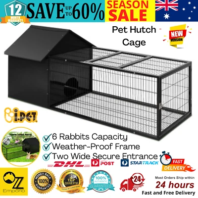 Metal Rabbit Hutches Chicken Coop Ferret Hutch Cage Chook House Guinea Pig 162cm - image 1 of 4