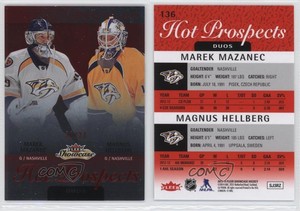 2013-14 Fleer Showcase Red Glow /27 Marek Mazanec Magnus Hellberg #136 Rookie RC