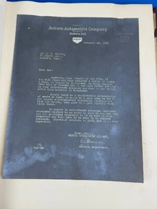 Álbum de recortes 1928 con 22 "Cartas de compañía de automóviles" Hupp, Moon, Stutz, REO - Imagen 1 de 24