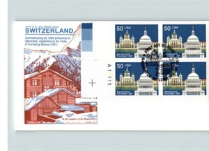 SWITZERLAND, 700th Anniversary, Plate Block of 50ct stamps, First Day of Issue - Picture 1 of 1